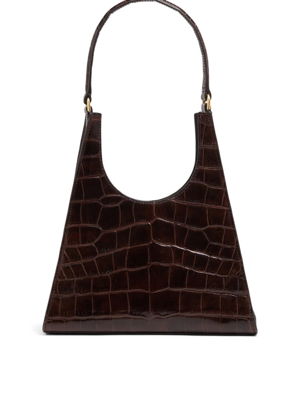 NWT Staud Dark Brown Croc-Embossed Shoulder Bag